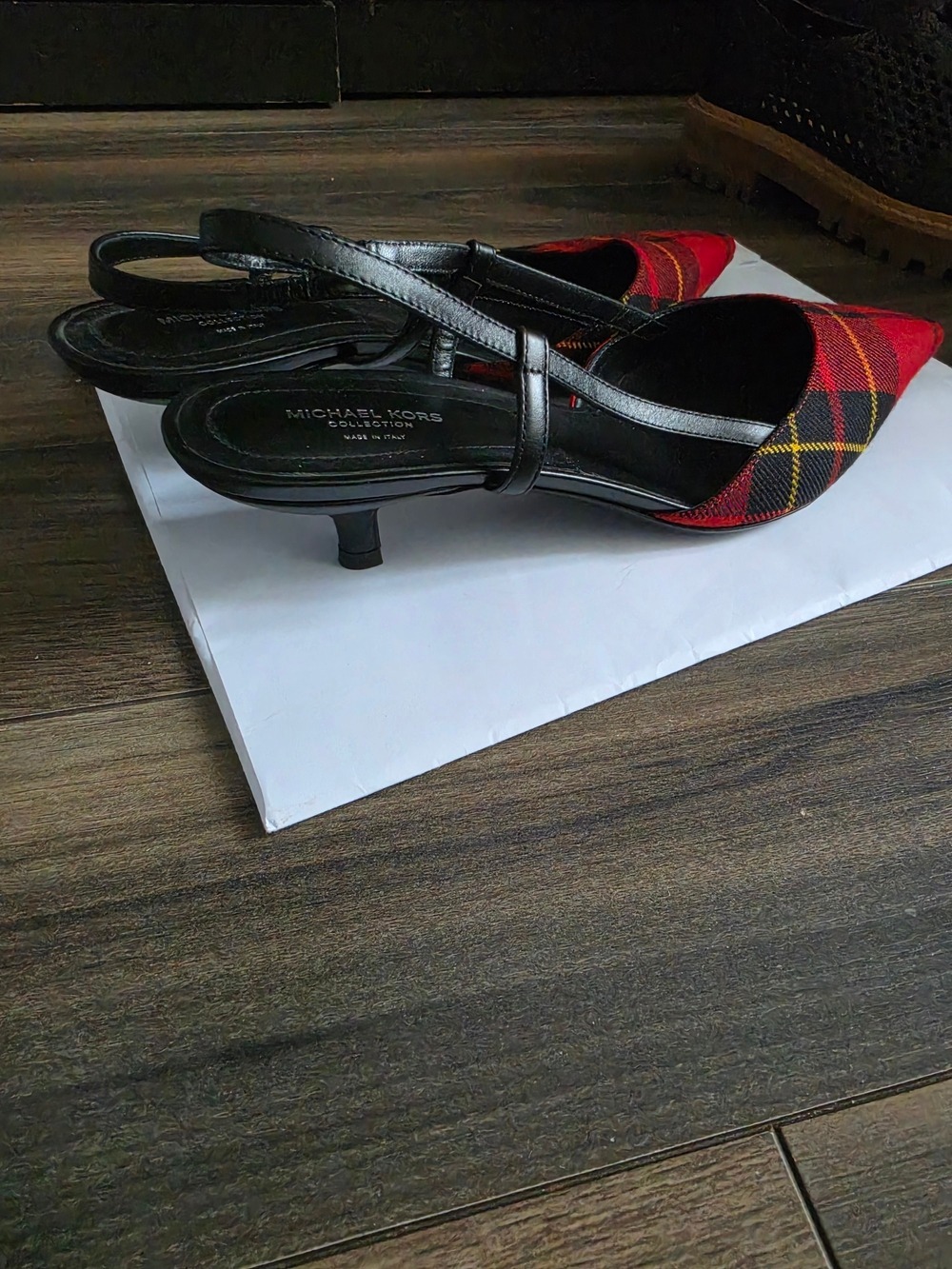 Michael Kors Red Plaid Pointed Slingback Pointed Toes Size 8.5 - Picture 4 of 6